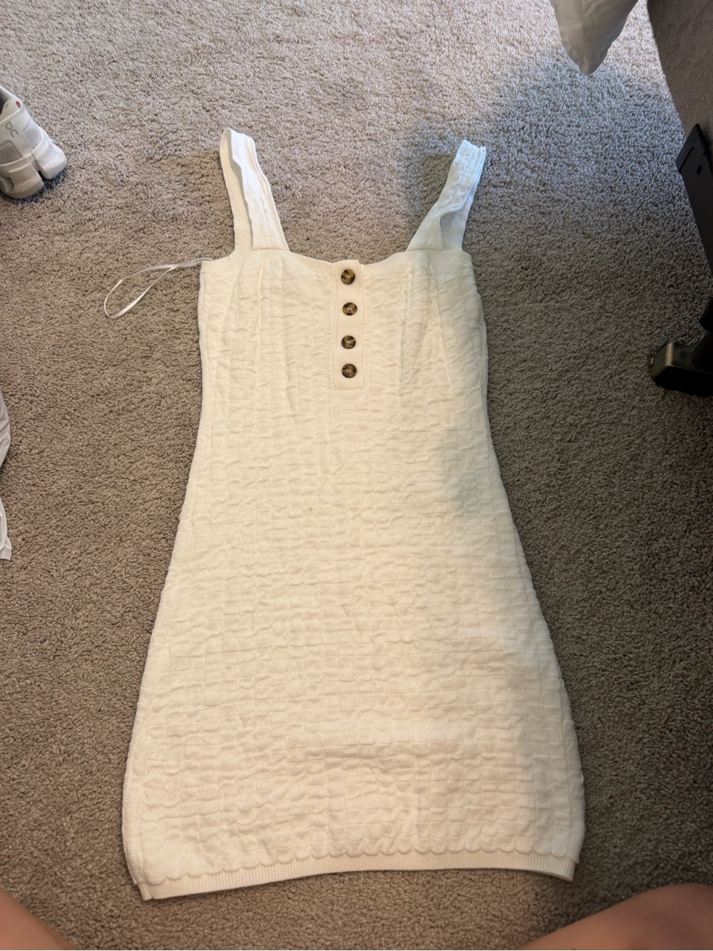 FREE PEOPLE BEACH Womens Cream Knit Button-Front Tank Dress